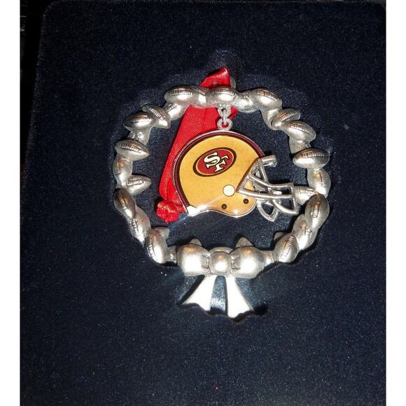 San Francisco 49ers Pewter Christmas Hanging Ornament 3 1/4" Diameter - Picture 1 of 2